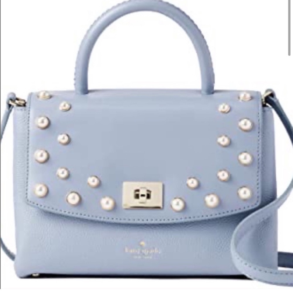 Kate Spade Serrano Place Pearl Shonna Baby Blue Leather Turnlock Flap Crossbody - Picture 13 of 13